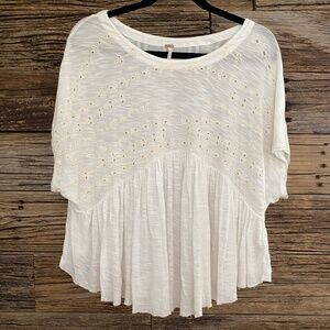Free People Eyelet Peplum Top